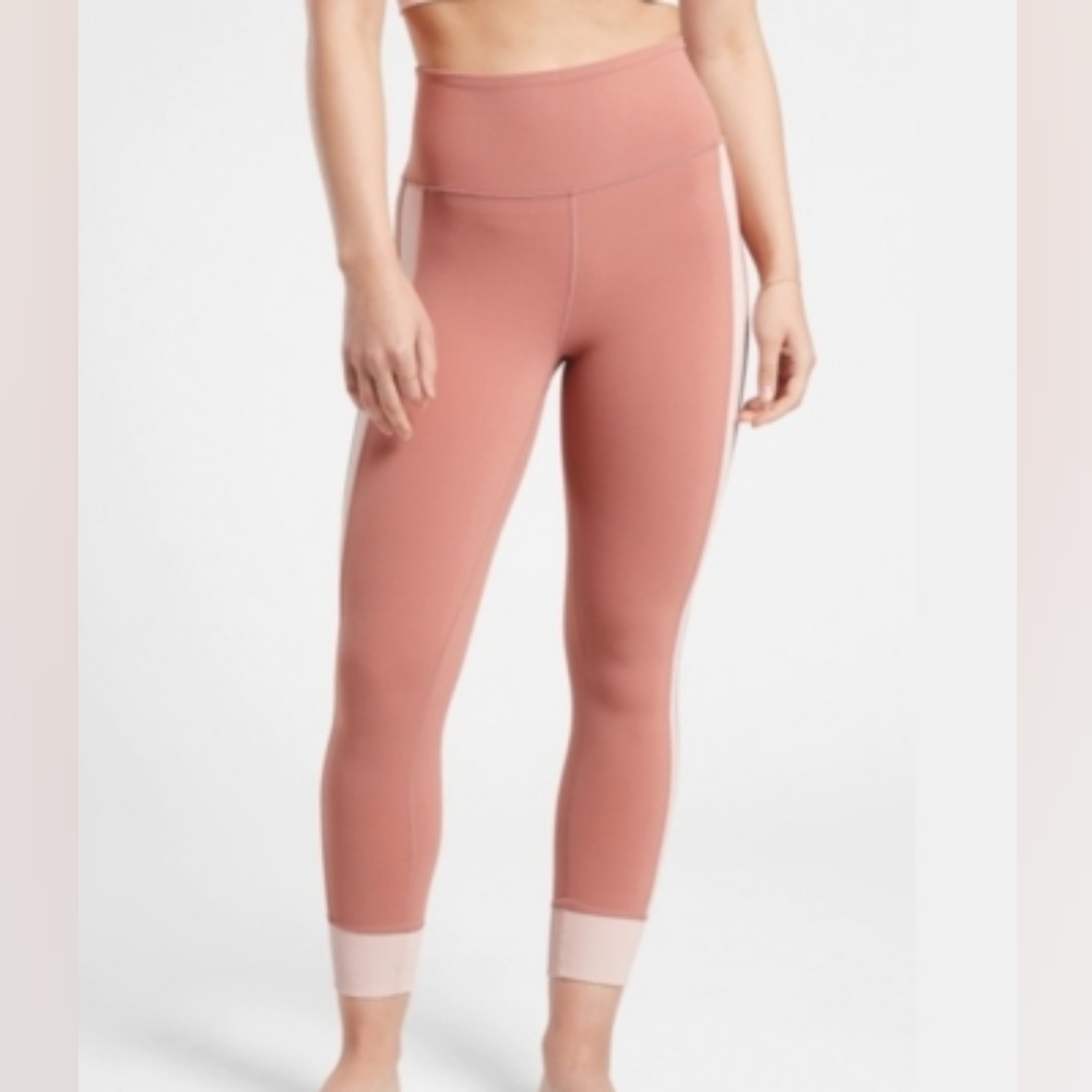 Athleta Elation Pink Rib Trim 7/8 Leggings